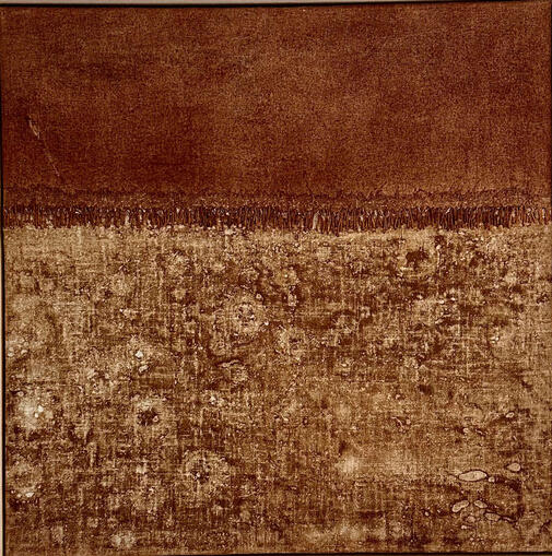 50 x 50 cm, pigmented linen, linen thread on stretched canvas